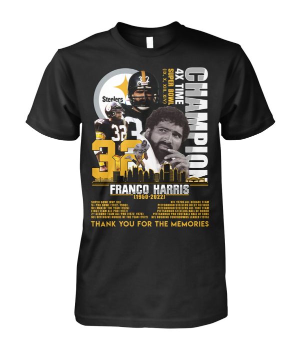 Franco Harris 72 Years Of 1950 – 2022 Thank You For The Memories T-Shirt