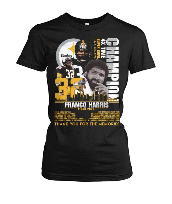 Franco Harris 72 Years Of 1950 – 2022 Thank You For The Memories T-Shirt