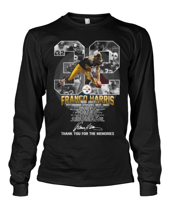 Franco Harris 1950 – 2022 Pittsburgh Steelers 1972 – 1983 Thank You For The Memories T-Shirt