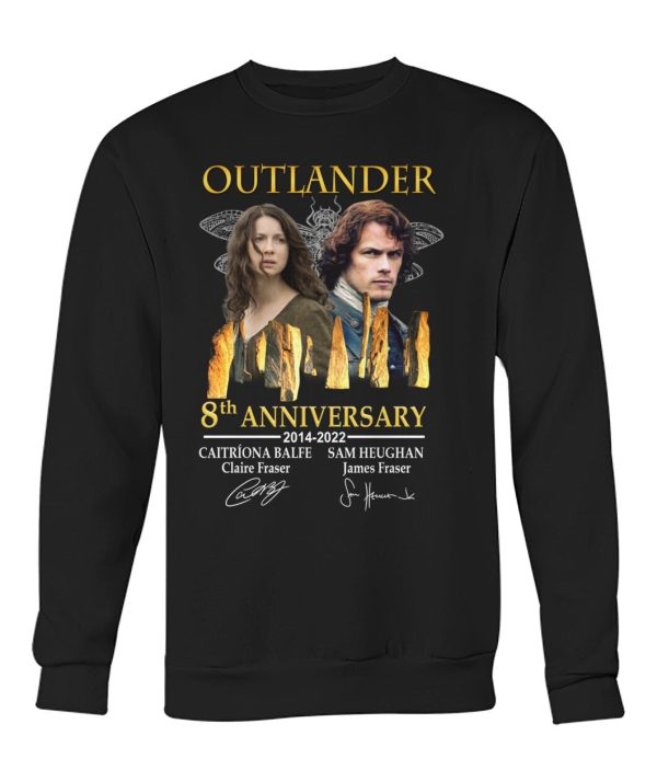 Outlander 8th Anniversary 2014 – 2022 Claire Fraser And James Fraser T-Shirt