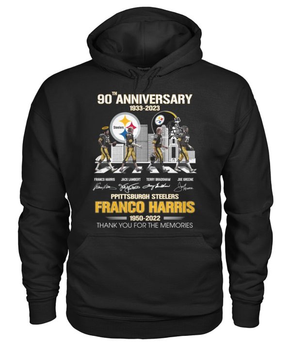 90th Anniversary 1933 – 2023 Pittsburgh Steelers Franco Harris 1950 – 2022 Thank You For The Memories T-Shirt