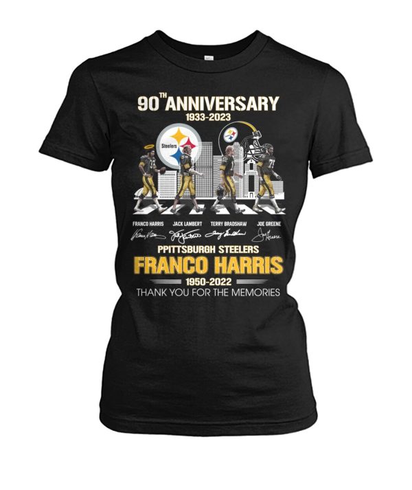 90th Anniversary 1933 – 2023 Pittsburgh Steelers Franco Harris 1950 – 2022 Thank You For The Memories T-Shirt