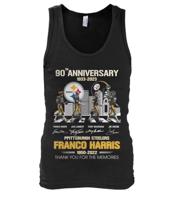 90th Anniversary 1933 – 2023 Pittsburgh Steelers Franco Harris 1950 – 2022 Thank You For The Memories T-Shirt