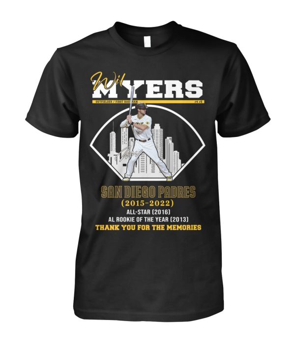 Wil Myers San Diego Padres 2015 – 2022 Thank You For The Memories T-Shirt