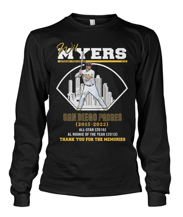 Wil Myers San Diego Padres 2015 – 2022 Thank You For The Memories T-Shirt