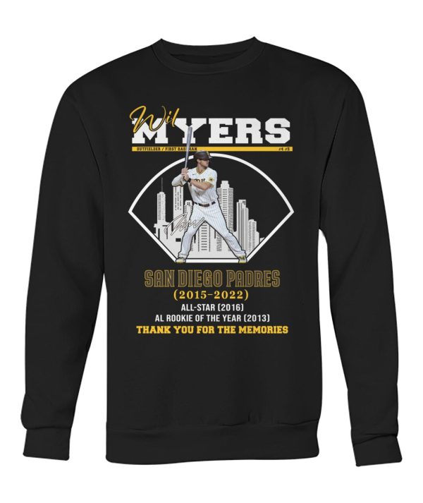 Wil Myers San Diego Padres 2015 – 2022 Thank You For The Memories T-Shirt