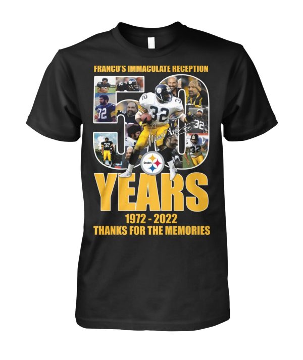 Franco’s Immaculate Reception 50 Years Of 1972 – 2022 Thanks For The Memories T-Shirt