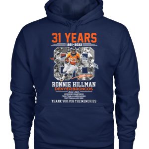 31 Years Of 1991 – 2022 Ronnie Hillman Denver Broncos 2012 – 2015 Thank You For The Memories T-Shirt