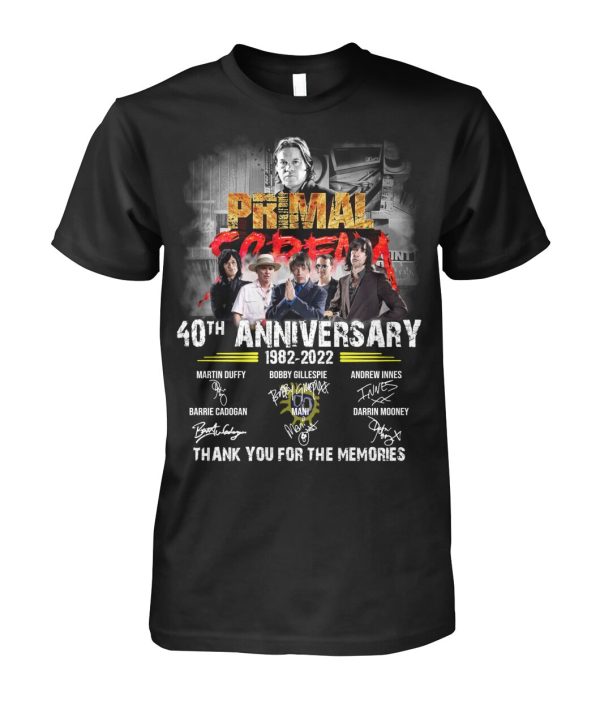 Primal Scream 40th Anniversary 1982 – 2022 Thank You For The Memories T-Shirt