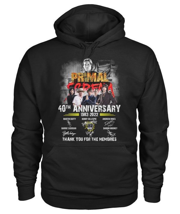 Primal Scream 40th Anniversary 1982 – 2022 Thank You For The Memories T-Shirt