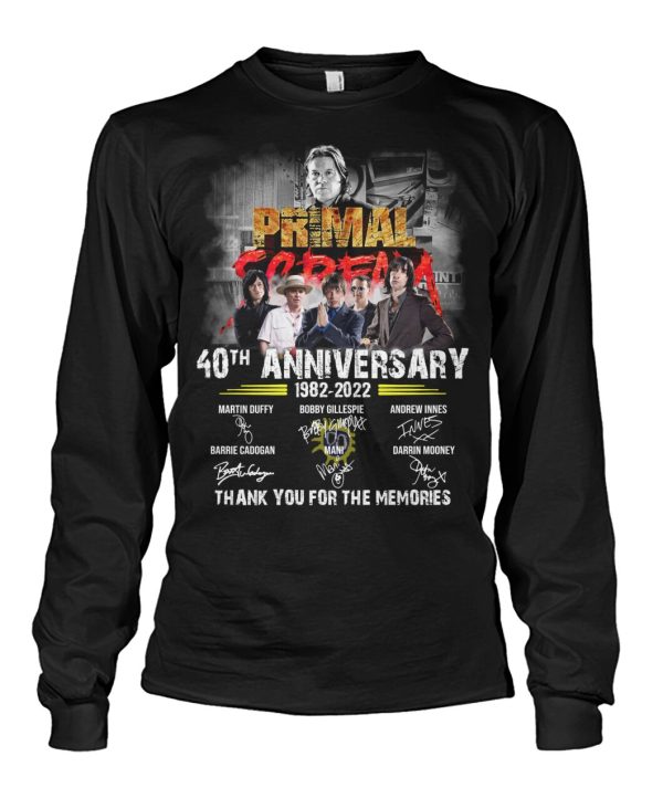 Primal Scream 40th Anniversary 1982 – 2022 Thank You For The Memories T-Shirt