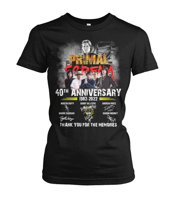 Primal Scream 40th Anniversary 1982 – 2022 Thank You For The Memories T-Shirt