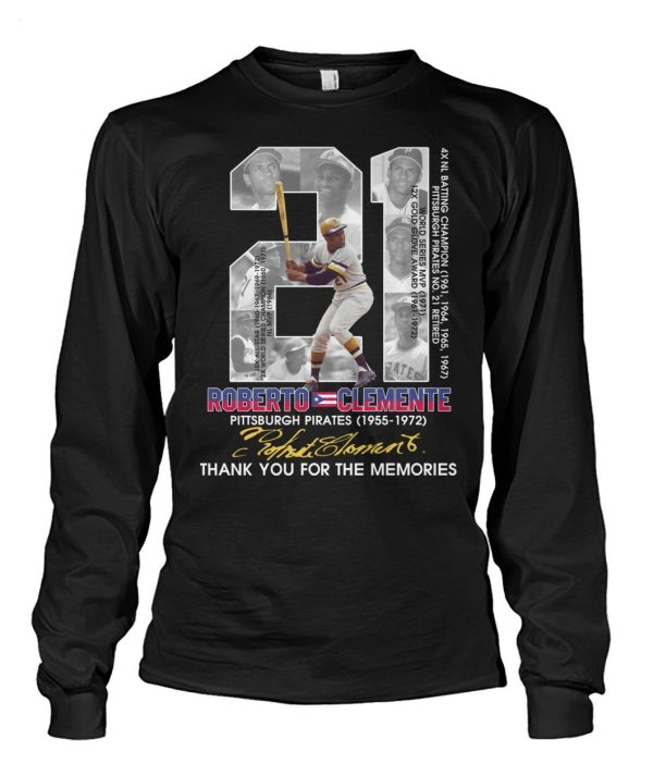 Roberto Clemente Pittsburgh Pirates 1955 – 1972 Thank You For The Memories T-Shirt