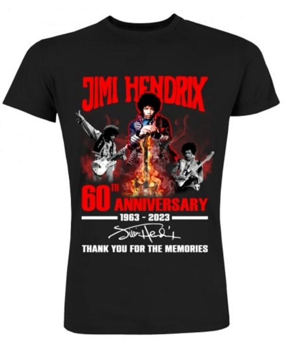 Jimi Hendrix 60th Anniversary 1963 – 2023 Thank You For The Memories T-Shirt