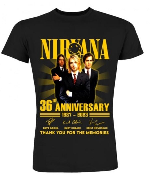 Nirvana 36th Anniversary 1987 – 2023 Thank You For The Memories T-Shirt