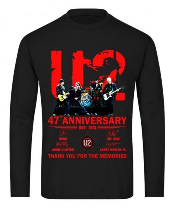 U2 47th Anniversary 1976 – 2023 Thank You For The Memories T-Shirt