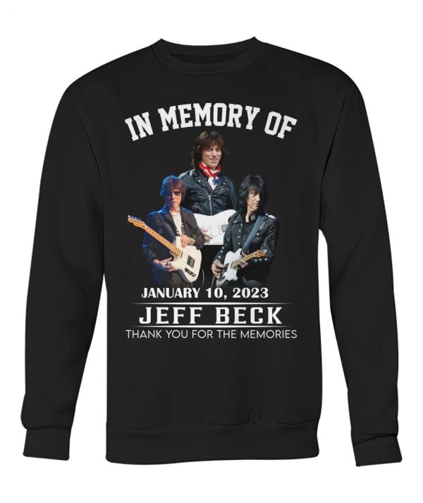 In Memory Of January 10, 2023 Jeff Beck Thank You For The Memories T-Shirt