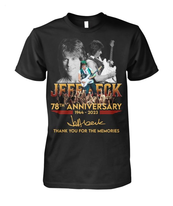 Jeff Beck 78th Anniversary 1944 – 2023 Thank You For The Memories T-Shirt