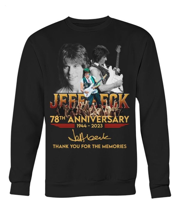 Jeff Beck 78th Anniversary 1944 – 2023 Thank You For The Memories T-Shirt