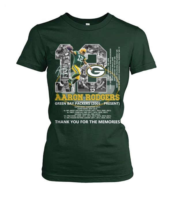 Aaron Rodgers 12 Green Bay Packers 2005 – Present Thank You For The Memories T-Shirt