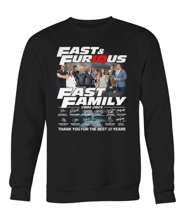 Fast & Furious Fast Family 2001 – 2023 Thank You For The Best 22 Years T-Shirt