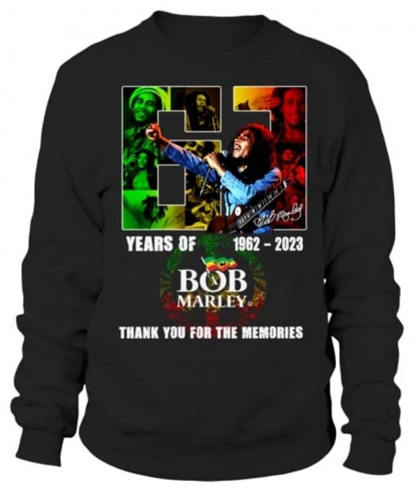 61 Years Of 1962 – 2023 Bob Marley Thank You For The Memories T-Shirt