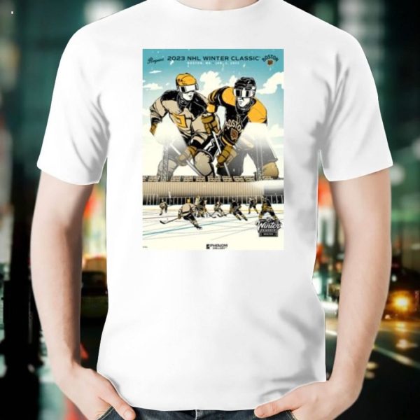 Boston Bruins & Penguins 2023 NHL Winter Classic Poster T-Shirt