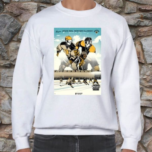 Boston Bruins & Penguins 2023 NHL Winter Classic Poster T-Shirt