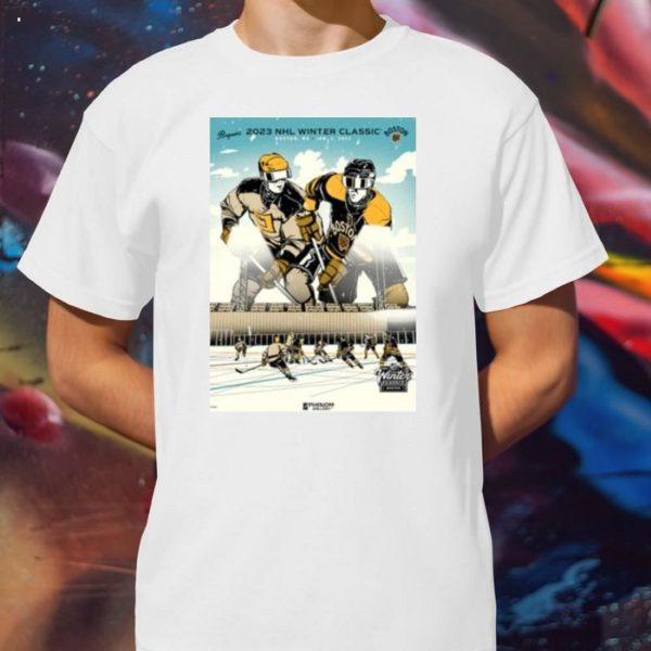 Boston Bruins & Penguins 2023 NHL Winter Classic Poster T-Shirt