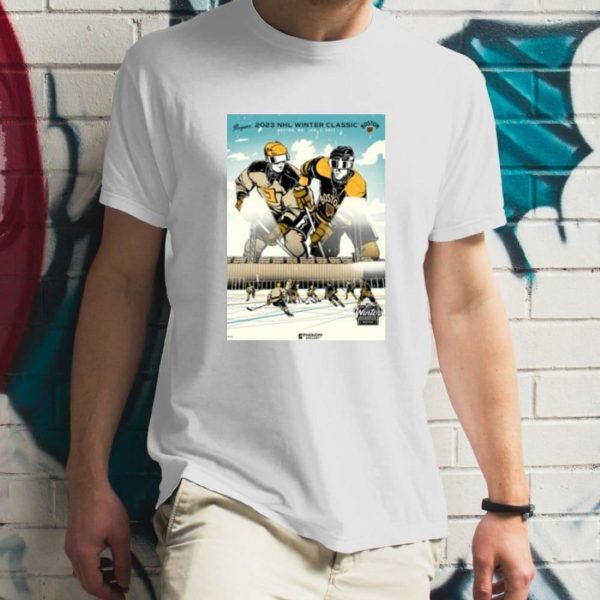 Boston Bruins & Penguins 2023 NHL Winter Classic Poster T-Shirt