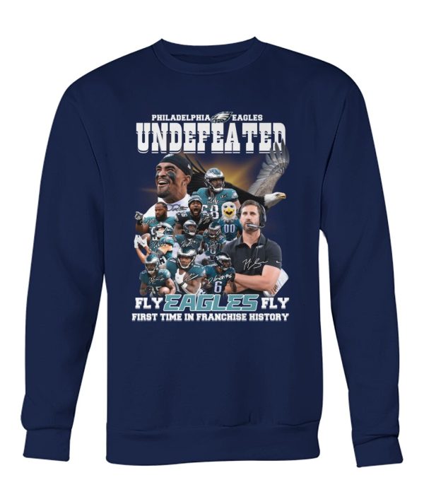 Philadelphia Eagles Undefeated Fly Eagles Fly First Time T-Shirt