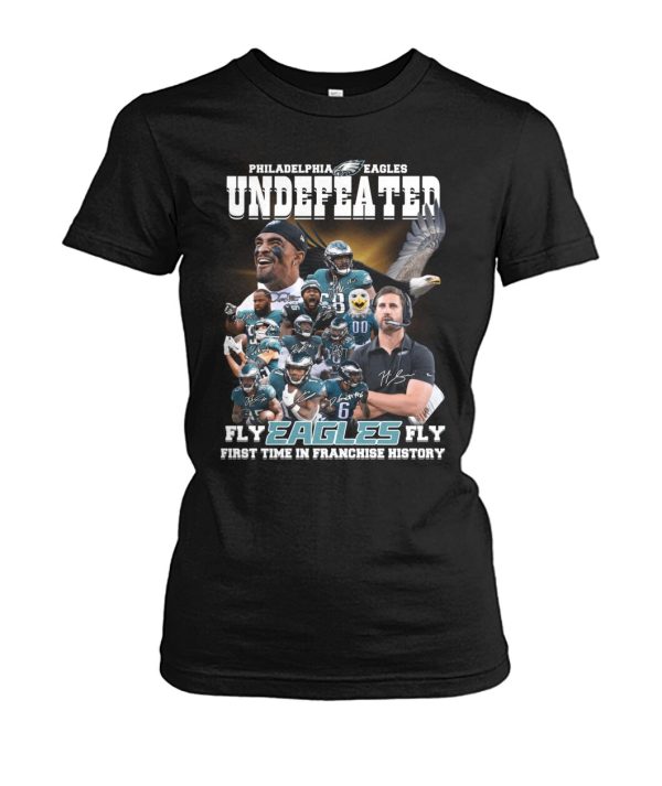 Philadelphia Eagles Undefeated Fly Eagles Fly First Time T-Shirt