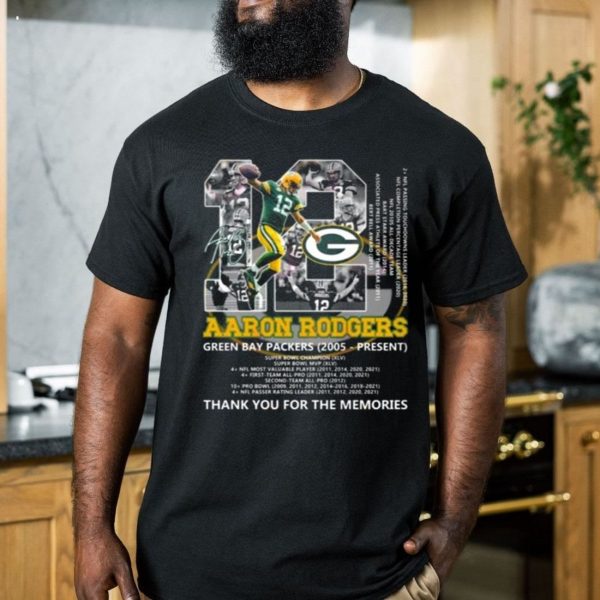 Aaron Rodgers 12 Green Bay Packers 2005 ? PresenThank You For The Memories Signature T-Shirt