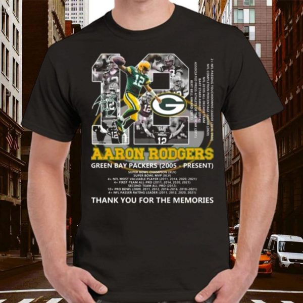 Aaron Rodgers 12 Green Bay Packers 2005 ? PresenThank You For The Memories Signature T-Shirt