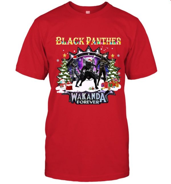 Black Panther Christmas Design Wakanda Forever T-Shirt