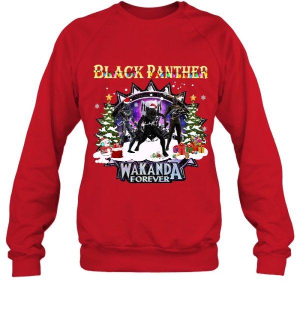 Black Panther Christmas Design Wakanda Forever T-Shirt