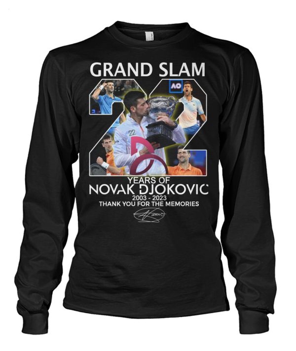 Grand Slam 22 Years Of Novak Djokovic 2003 – 2023 Thank You For The Memories T-Shirt