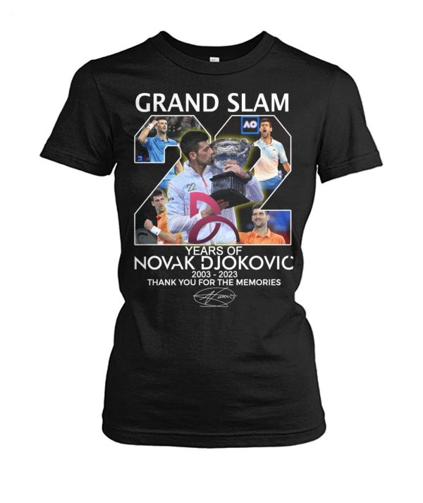 Grand Slam 22 Years Of Novak Djokovic 2003 – 2023 Thank You For The Memories T-Shirt