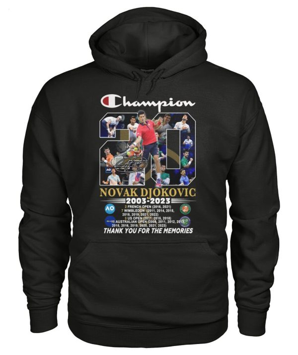 Champion Novak Djokovic 2003 – 2023 Thank You For The Memories T-Shirt