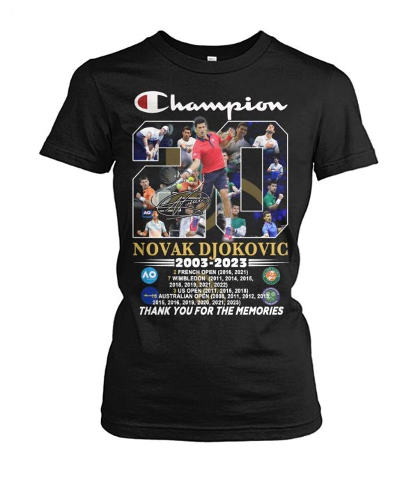 Champion Novak Djokovic 2003 – 2023 Thank You For The Memories T-Shirt