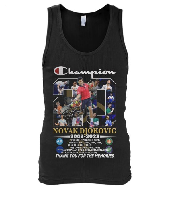 Champion Novak Djokovic 2003 – 2023 Thank You For The Memories T-Shirt