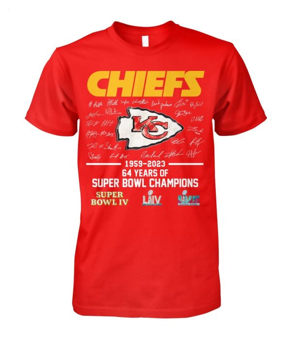 Kansas City Chiefs 1959 – 2023 64 Years Of Super Bowl Champions Super Bowl IV T-Shirt