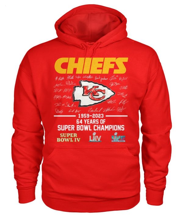 Kansas City Chiefs 1959 – 2023 64 Years Of Super Bowl Champions Super Bowl IV T-Shirt