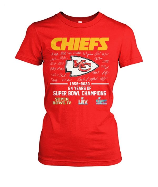 Kansas City Chiefs 1959 – 2023 64 Years Of Super Bowl Champions Super Bowl IV T-Shirt