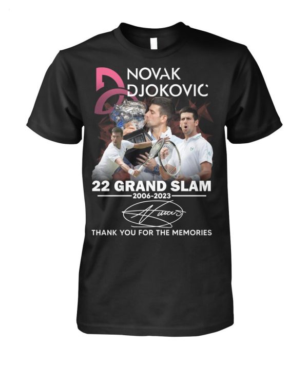 Novak Djokovic 22 Grand Slam 2006 – 2023 Thank You For The Memories T-Shirt