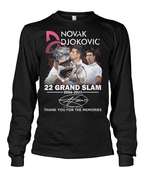 Novak Djokovic 22 Grand Slam 2006 – 2023 Thank You For The Memories T-Shirt