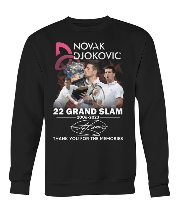 Novak Djokovic 22 Grand Slam 2006 – 2023 Thank You For The Memories T-Shirt