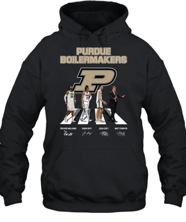 Purdue Boilermakers Trevion Williams And Jaden Ivey And Zach Edey And Matt Painter Signature T-Shirt