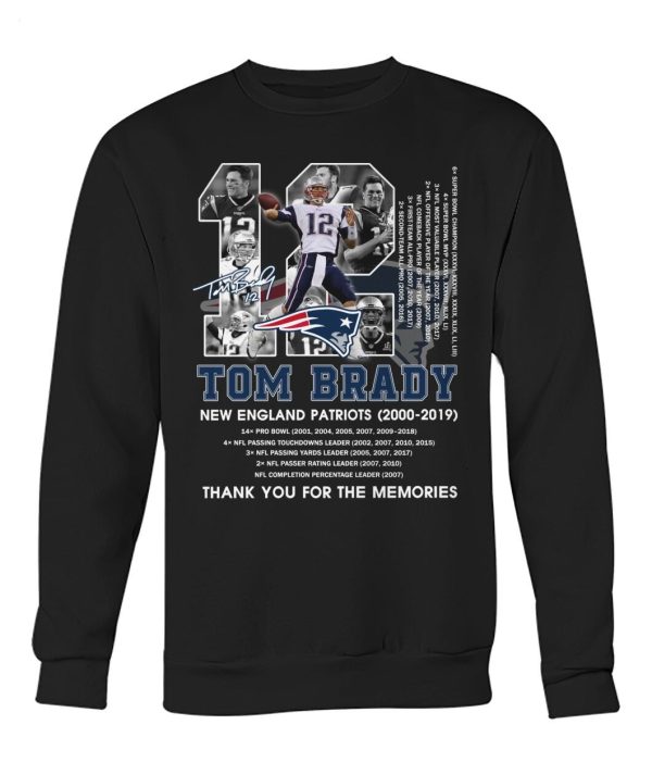 Tom Brady New England Patriots 2000 – 2019 Thank You For The Memories T-Shirt