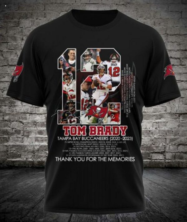 Tom Brady Tampa Bay Buccaneers 2020 – 2023 Thank You For The Memories T-Shirt